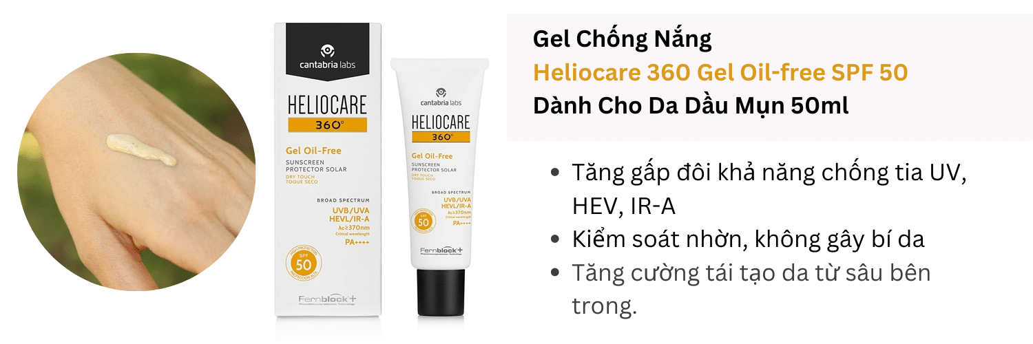 Kem Chống Nắng Heliocare 360 Gel Oil-free SPF 50 Dành Cho Da Dầu Mụn 50ml 